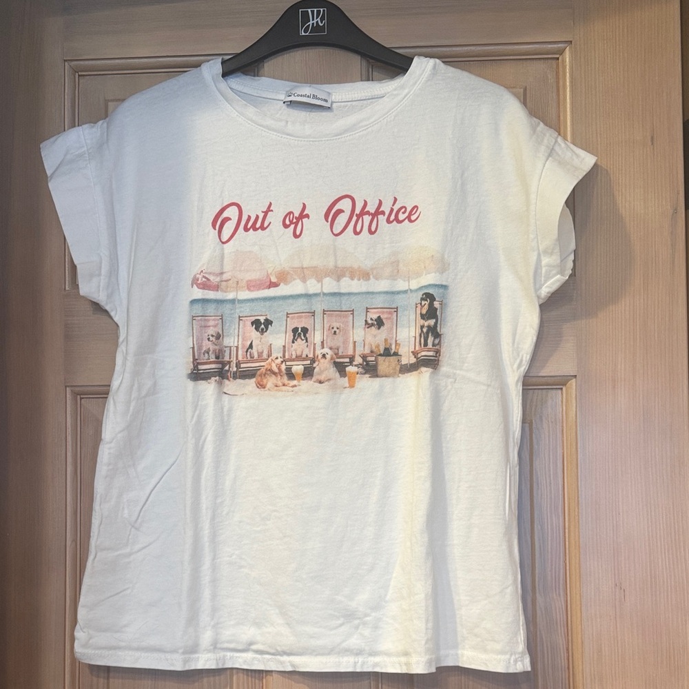 Coastal Bloom - White 'Out of Office' Graphic T-Shirt